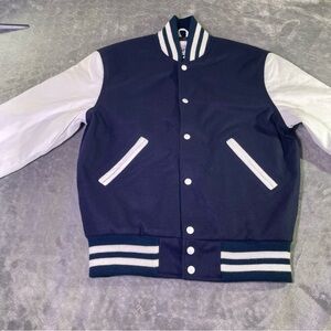 Varsity base Navy Wool body White Sleeves Premium Varsity Jacket Letterman